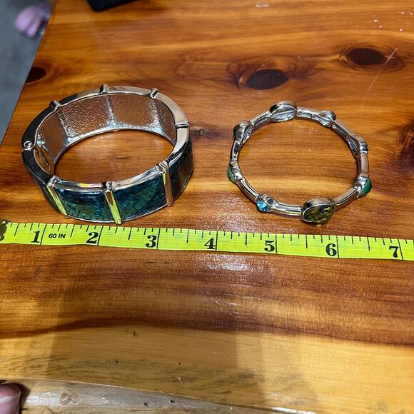 Lia Sophia Beauty Mark Easy On & Blue Abalone Clasp Bangle Set Retired Bracelets - Picture 9 of 9